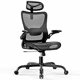 Marsail Bürostuhl Ergonomisch Schreibtischstuhl hat Verstellbarer Lordosenstütze Kopfstütze und Armlehne Höhenverstellung und Wippfunktion, Deep Black