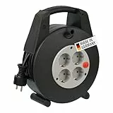 Brennenstuhl Vario Line Kabelbox 4-fach/Mini-Kabeltrommel (Indoor-Kabeltrommel für Haushalt, 15m Kabel, Made in Germany) schwarz/grau