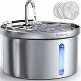 FEELNEEDY Katzenbrunnen Edelstahl 3,5L Trinkbrunnen für Katze Super Leise Katzentrinkbrunnen- Wasserbrunnen für Katzen-Katzen Springbrunnen, mit 3 Filters und USB Ladegerät (Brunnen-Edelstahl)