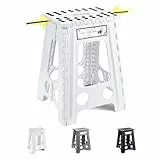 HOUSE DAY 43cm Tritthocker Klappbar - Weiß Faltbarer Hocker Tritthocker Tragbarer Klapphocker Faltbar Tritt Klappbar Falthocker Badhocker Klappstuhl Fußhocker bis 136kg für Erwachsenen