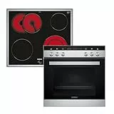 Siemens EQ110KA1Z iQ100 Herd-Glaskeramik-Kochfeld-Kombination (herdgesteuert), 59,4 cm breit, Schnellaufheizung, 3D-Heißluft Plus Backen auf 3 Ebenen, Schwarz/Edelstahl