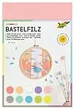 Folia 520495 - Bastelfilz Pastell, Feine Wollqualität, 10 Blatt, 150 G/qm, 20 X 30 Cm, Sortiert In 10 Pastellfarben, Klebefleckenfreie Verarbeitung, Ideal Für Vielfältige Bastelarbeiten
