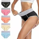 wirarpa Unterhosen Damen Baumwolle Unterwäsche Frauen Taillenslip Hohe Taille Slip 5er Pack Größe L