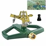 Rasensprenger mit Metallsockel,Bewässerung großer Flächen bis 540 m²,Automatische 360 Grad Rotierende Kreisregner,Pulsationssprenger,Garten Sprinkler Set für Rasen,Hof und Grasbewässerung