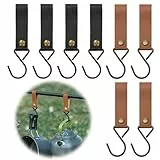 POXIAOER Kleiderhaken, 8 Stück S-Haken zum Aufhängen Tasse Handtuch Metall Mehrzweckhaken mit PU Schlaufe S Haken für Kleiderschrank Kleiderstange, Outdoor Camping, Küche, Bad, Schlafzimmer