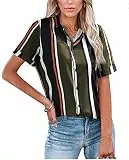 Aleumdr Bluse Damen elegant Hemd Streifen Business Bluse V-Ausschnitt Damen Hemdbluse Bluse Damen sexy Tops Casual T-Shirt Oberteile Top Schwarz S