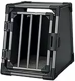 TRIXIE Hunde-Transportbox, Aluminium, S: 48 x 56 x 61 cm, grafit, inklusive rutschfester Liegematte, extra stabil, sicher, geräuscharm, Klettleisten am Boden, Sicherheitsverschluss - 39335