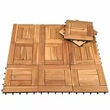 Peviasot Holzfliesen Terrassenfliesen, 1m² 11 Stück Gartenfliesen 30 x 30 cm, Balkonfliesen aus Akazien Holz, Klickfliesen Terrassenfliese 6 Latten Fliese für Garten, Terrasse, Balkon