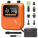 Accwork Elektrische SUP Pumpe mit Akku, 20 PSI wiederaufladbare Luftpumpe für SUP Board, Auto-Off, Aufpumpen & Abpumpen, 5 Modi, PSI/BAR, 12V DC & USB-C, mit 7 Adaptern für Kajak, Zelt, Luftmatratze