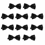 10er Set DonDon Herren Fliege 12 x 6 cm gebunden und längenverstellbar schwarz