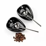Jiayaus Keramik-Kaffeelöffelablage mit Kaffeelöffel, Löffelhalter für Küchentheke, Teelöffelablage, Teelöffelhalter für Kaffeestationszubehör, dekorativ (schwarz), 4 Stück