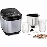 Tefal Brotbackautomat Pain & Délices, 20 Backprogramme, 3 Brotgrößen und Bräunungsstufen einstellbar, auch für Kuchen - Pizza - Nudelteig, Backform antihaftbeschichtet, schwarz/Edelstahl, PF240E