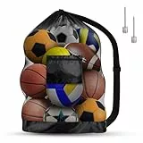 AMFUN Extra Große Ballnetz, große Tasche aus Netzgewebe, tragbar für Fußball, Basketball, Volleyball und Rugbyball, mit Kordelzug und Schultergurt