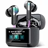 ZYHKON Bluetooth Kopfhörer mit Touchscreen, In Ear Kopfhörer Kabellos Bluetooth 5.4 mit ANC/ENC Mic mit Geräuschunterdrückung, 48H HiFi Stereo Ohrhörer mit 5 EQ-Modi, IP7 Wasserdicht, USB-C, Schwarz