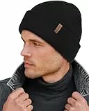 FURTALK Classic Beanie Mütze Herren mit Weichem Fleecefutterr Unisex Strickmütze Warm Bequem Wintermütze für Damen Schwarz