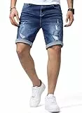JMIERR Kurze Hosen Herren Jeans Shorts Baumwolle Casual Stretch Herren Shorts Sommer Denim Western Hose für Männer Blau L