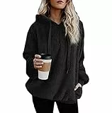 Pullover Damen Fleecepullover Teddyjacke Teddy Flauschiger Teddyfleece Jacke Kuschelpullover Winterjacke Fleecejacke Plüschjacke Kuscheljacke Kapuzenpullover Winter Mit Taschen Top Rot Braun 4xl 5xl
