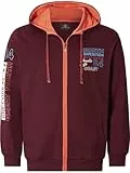 Jan Vanderstorm Herren Sweatjacke Roderich Stylische Hoodie-Jacke mit Kapuze, 100% Baumwolle, große Größen L–7XL, bequemer Comfort-Fit für Männer, Reißverschluss, praktische Taschen Dunkelrot, 64/66