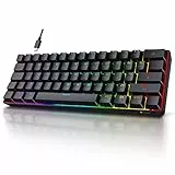 KOORUI Gaming-Tastaturen, 60 % mechanische Tastatur, 26 RGB-Hintergrundbeleuchtung, kabelgebunden, UK-Layout, 61 Tasten mit rotem Schalter, Tastaturen für Windows, MacOS, Linux