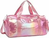 Sporttasche mit Nasstasche, Wochenendtasche, Übernachtungstasche, wasserdichter Schuhbeutel und Luftloch für Männer und Frauen, faltbare Tasche, W-pink