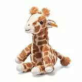 Steiff Gina Giraffe Hellbraun gefleckt 23 cm, Soft Cuddly Friends, aufrecht sitzend durch Granulatsäckchen, Kuscheltier Giraffe, Zootier Plüschtier, Flauschiges Safari-Tier