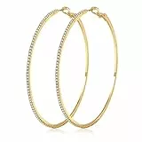 MOROTOLE 14K Gold Strass Ohrringe - Dünn & Groß - Hypoallergen - Frauen & Mädchen Schmuck - Geschenke - 20/30/40/50/60/70mm