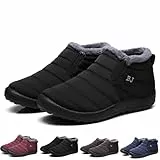 Boojoy Winterstiefel, Winter-Schneestiefel für Herren und Damen, Pelzfutter wasserdichte Slip On Outdoor Warme Stiefeletten (Schwarz, Numeric_41)