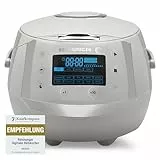 REISHUNGER Digitaler Reiskocher & Dampfgarer Grau | 1,5 L bis 8 Personen | Warmhaltefunktion, Timer & Premium Innentopf | Multikocher, 12 Programme, 7-Phasen-Technologie