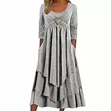 Sommerkleid Damen Lang Kleider Damen Sommer A Linien Kleid Swing Sommerkleider Plisseekleid Midikleid Schwarz Midi Kurzarm Pink Elegant Damenkleider Freizeit Summer Dress