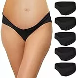 INNERSY Schwangerschafts Unterhosen Baumwolle Umstandsunterwäsche Schwarz Kaiserschnitt 5er Pack (L, Schwarz)
