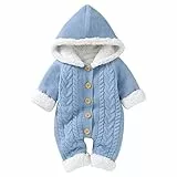 Haokaini Neugeborene Baby Kapuze Strick Strampler Fleece Pullover Wärmer Schneeanzug Overall Overalls Strampler Baby Winter Oberbekleidung für Jungen Mädchen