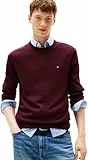 Tommy Hilfiger Herren Pullover Essential Cotton mit Rundhalsausschnitt, Rot (Deep Burgundy), XL