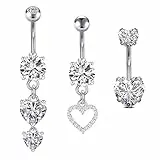 FECTAS 3pcs Bauchnabelpiercing 10mm Chirurgenstahl Silber Bauchpiercing Piercing Bauchnabel Schmuck Herz