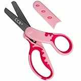 CCR Kinderschere, Schere Kinder 13,5 cm Schwarz Beschichtete Kinderschere mit Hülle, Sicherheitsschere mit Weichem Griff für Haus, Schule, Kinderkunst und Handwerk,Rosa Farbe