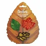 Decora 0255165 Ausstecher mit Herbstblättern, aus Kunststoff, das ideale Set für Dekorationen aus Zuckerpaste oder Gummipaste, hergestellt in Italien, originelles Design. Packung mit 3 Stück.