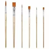 Bewudy 6Stück Pinsel mit Holzgriff, Kleine Künstlerpinsel, Kuchen Malerei Pinsel für DIY Kuchen Plätzchen Dekorieren Backpinsel Nylon Malpinsel für Ölmalerei Acrylmalerei Gouachemalerei Aquarellmalere
