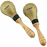 Nino Percussion Rawhide Maracas Rasseln - 1 Paar kleine Shaker für Kinder ab 3 Jahren - Musikinstrument - Holz und Leder, Natur (NINO10)