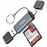 Beikell SD Kartenleser, Dual Stecker USB 3.0 & Typ C Kartenlesegerät Highspeed OTG Adapter für MMC/Micro-SD/TF/SDXC/SDHC/Micro-SDHC/Micro-SDXC/SD, Kompatibel mit iPhone 16 Series/Android/Windows/Mac
