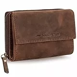 Marc Peter® Rosie Damen Geldbeutel Leder RFID Geldbörse Groß Vintage Portemonnaie für Damen Ledergeldbörse mit Reißverschluss in Geschenkbox Echtleder Vintage Braun