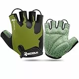 KONVINIT Fahrradhandschuhe Herren Damen Sommer - Radhandschuhe Halbfinger Fahrrad Handschuhe Freizeit für Mountainbike,Rennrad,Downhill,Pendler,Radler,Kajak,Roller,Segel,Ruder,Olive M