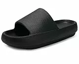 Misolin Badeschuhe Damen Herren Original Hausschuhe Cozislides Wolke Schlappen Super Weich Rutschfest Badelatschen Sommer Pantoletten Cozy Cloudyzzz Slides Indoor/Outdoor,Schwarz 40/41 EU