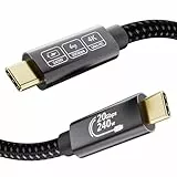 EUDOBEL USB C Kabel 2m,USB C 3.2 Gen2 x 2 Datenkabel 20Gbps 240W 48V/5A,5K@60Hz 4K@144Hz USB C auf USB C Video Kable für Thunderbolt 3/4,iPhone16,iPhone15,Switch,VR, MacBook,USB C Monitor,Switch,SSD