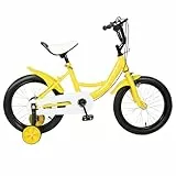 KEESUNG 16 Zoll Kinderfahrrad, Gelb Jungen Mädchen Kinder Fahrrad Neutral Kinderfahrrad Höhenverstellbar Fahrrad mit Abnehmbare Stützräder Radfahren, für Jungen Mädchen Ab 5-8 Jahre