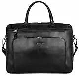 Marc Peter® Hamilton Schwarz Businesstasche Herren Leder 15,6 Zoll | Leder Laptoptasche | Groß Aktentasche Umhängetasche aus Vintage Rindsleder