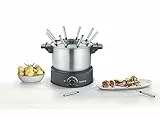 SEVERIN Fondue, spülmaschinengeeignetes Fondueset mit 8 farblich markierten Gabeln, elektrisch, aus Edelstahl, für Käsefondue, Schokofondue oder Ölfondue, schwarz, FO 2470