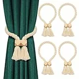 4 Stück Raffhalter für Vorhänge Magnetische Raffhalter Gardinen aus Holz Handgewebter Vorhang Raffhalter Boho Gardinenhalter Vorhanghalter – Geeignet für Gardinendeko zu Hause und im Büro