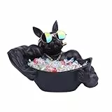 OKESYO Französische Bulldogge Tablett Deko, Französische Bulldogge Dekofigur, Butler Figur Hund, Harz Französische Bulldogge Deko Skulptur Desktop Ornament für Bücherregal, Wohnzimmer, A-02 Schwarz