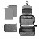 Aucuu Hängender Kulturbeutel, Kulturbeutel fur Damen/Herren, Faltbare Kulturbeutel zum Aufhängen, Kosmetiktasche Groß, Reise Kulturtasche, Waschtasche mit Haken, Toilettentasche