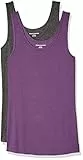 Amazon Essentials Damen Tanktop, Schmale Passform, 2er-Pack, Dunkelgrau Meliert/Dunkelpurpur, L
