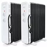 Aigostar Ölradiator 2500 Watt Energiesparend Heizkörper mit Thermostat, 13 Rippen für 30m², Heizung Elektrisch 3 Heizstufen, Kipp & Überhitzungsschutz, Mobiler Elektroheizung Heizgerät, 2 Stück